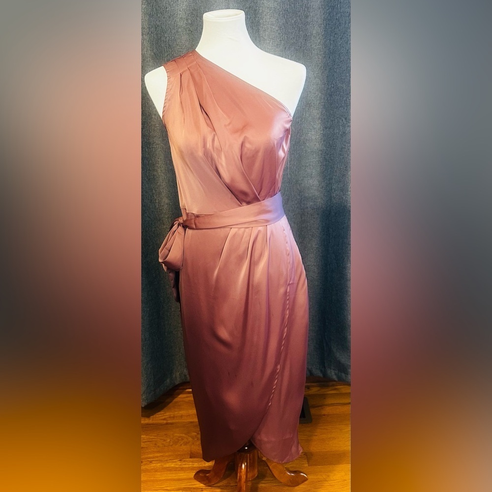Elegant One-Shoulder Midi Dress in Mauve